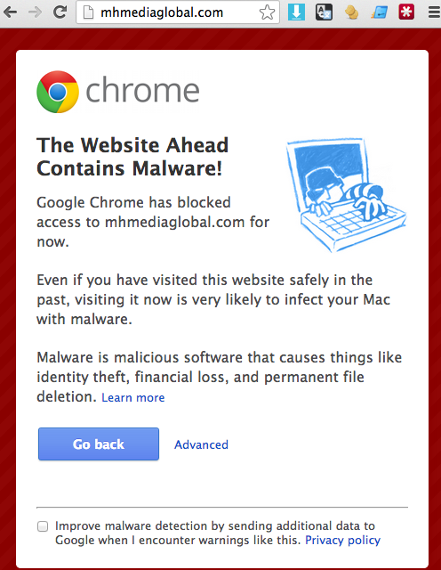 Google Chrome Malware stop page